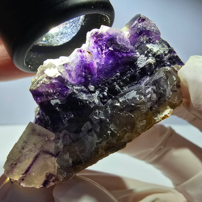 Phantom Fluorit Würfel Stufe, lila weiß Okorusu, Namibia 53*40*28mm