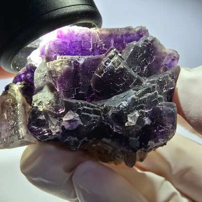 Phantom Fluorit Würfel Stufe, lila weiß Okorusu, Namibia 53*40*28mm