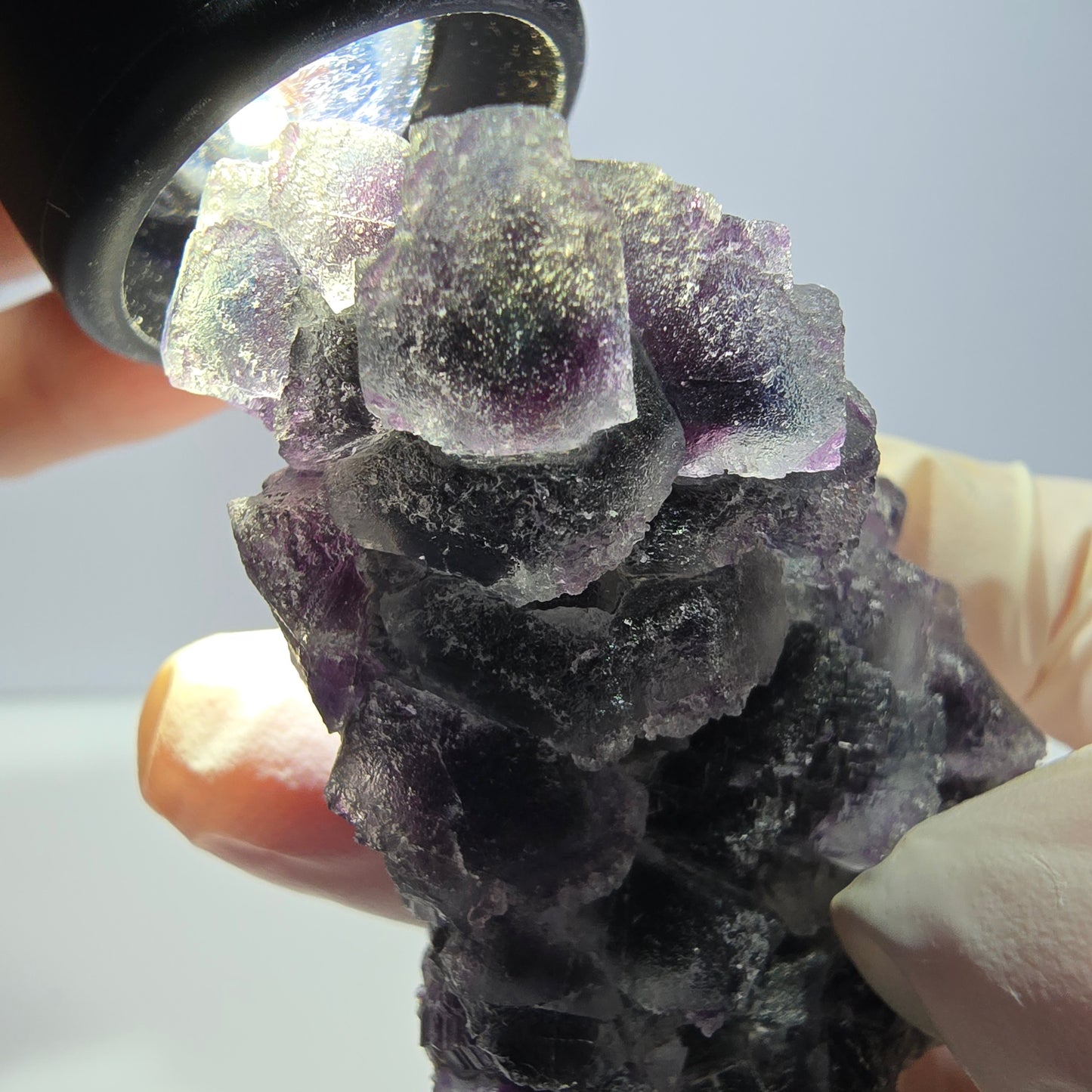 Phantom Fluorit Würfel Stufe, lila grün Okorusu, Namibia 63*44*27mm