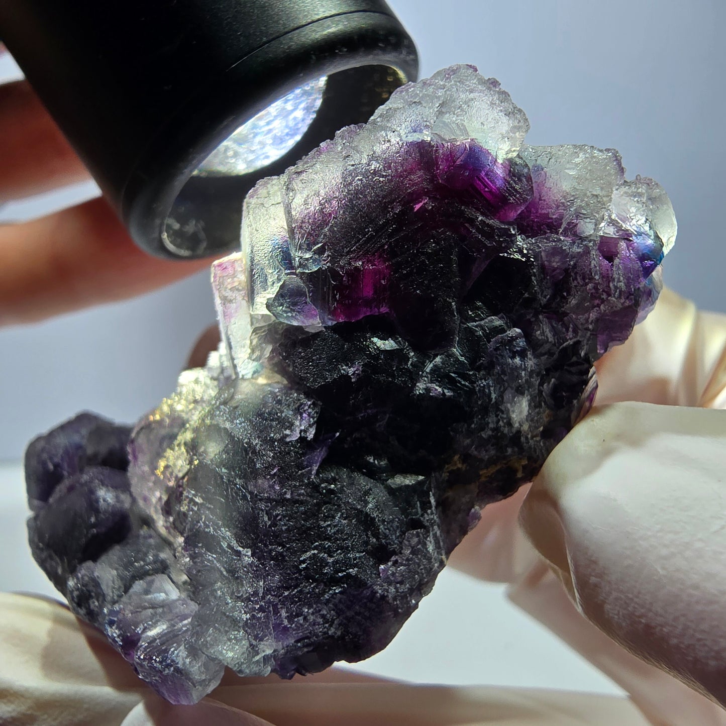 Phantom Fluorit Würfel Stufe, lila grün Okorusu, Namibia 63*44*27mm