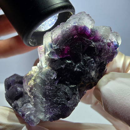 Phantom Fluorit Würfel Stufe, lila grün Okorusu, Namibia 63*44*27mm