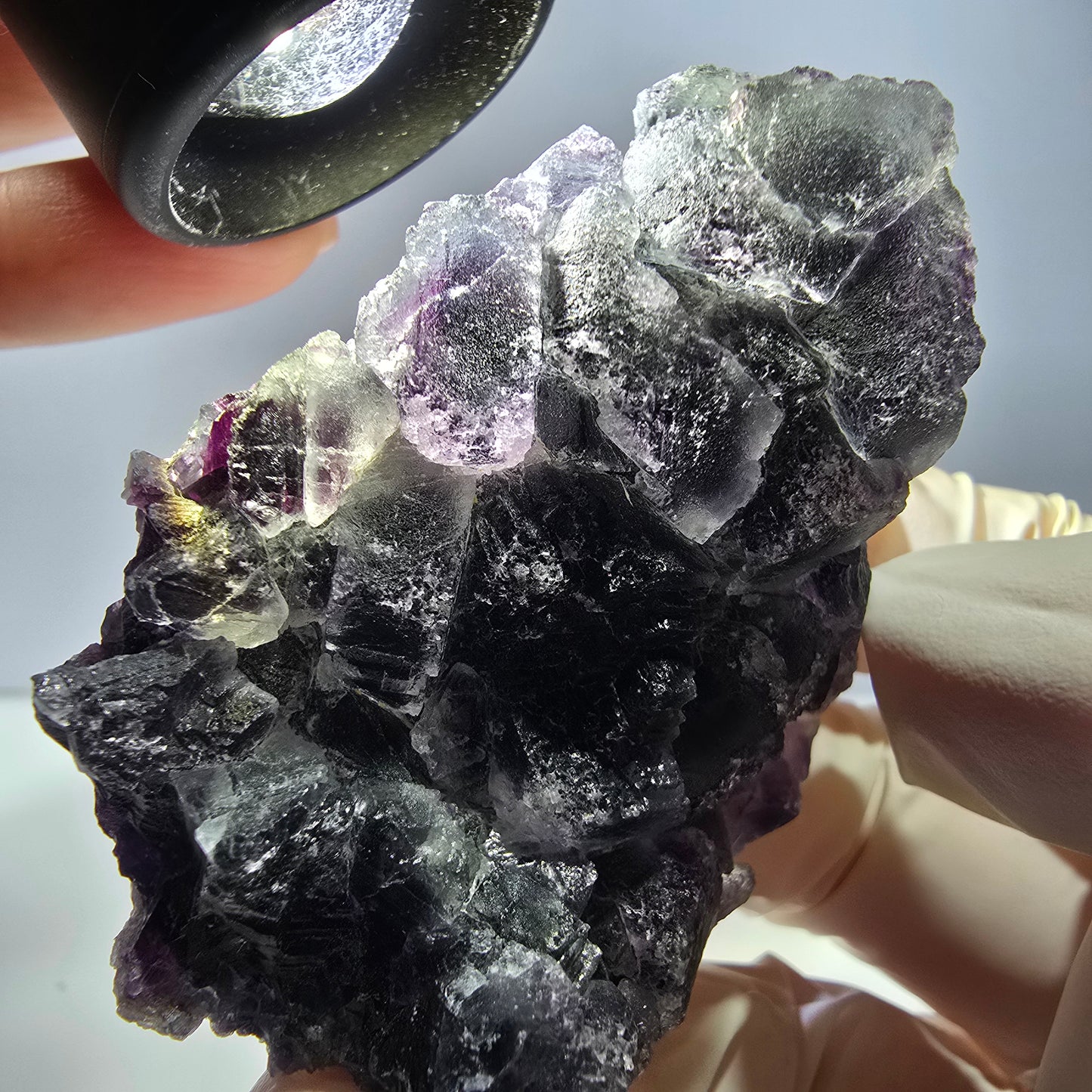 Phantom Fluorit Würfel Stufe, lila grün Okorusu, Namibia 63*44*27mm