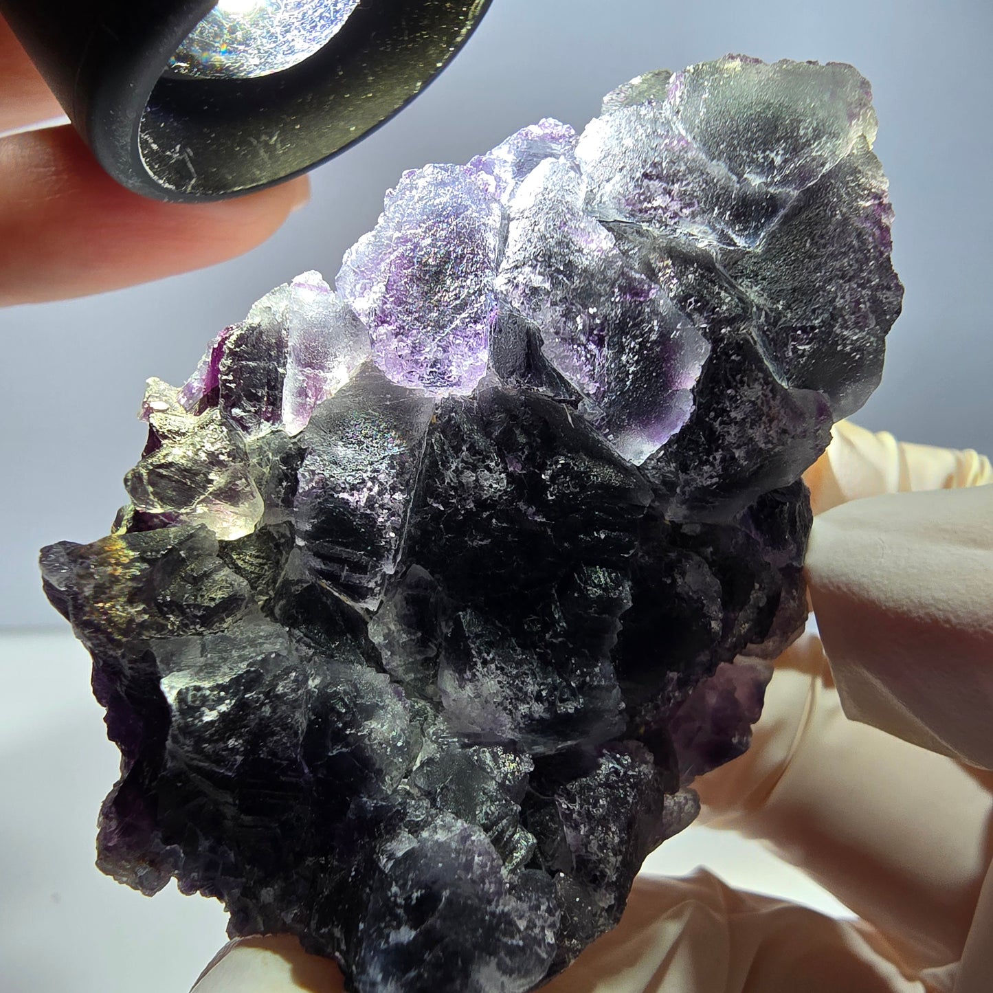Phantom Fluorit Würfel Stufe, lila grün Okorusu, Namibia 63*44*27mm