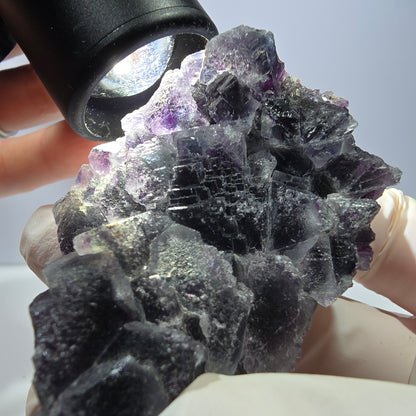 Phantom Fluorit Würfel Stufe, lila grün Okorusu, Namibia 63*44*27mm