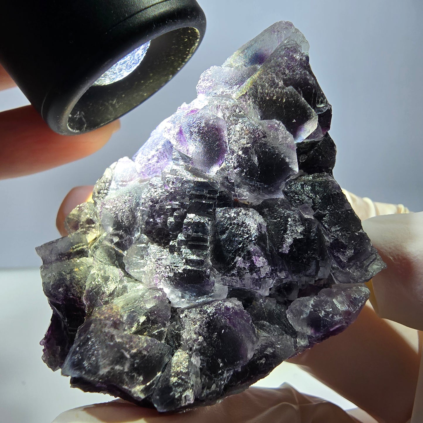 Phantom Fluorit Würfel Stufe, lila grün Okorusu, Namibia 63*44*27mm