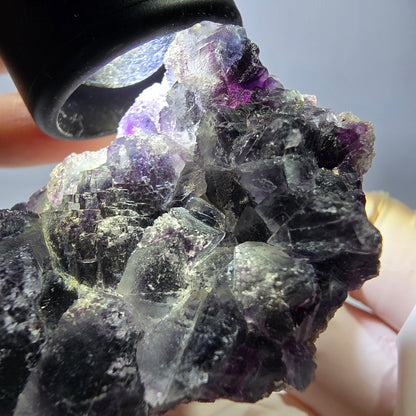 Phantom Fluorit Würfel Stufe, lila grün Okorusu, Namibia 63*44*27mm