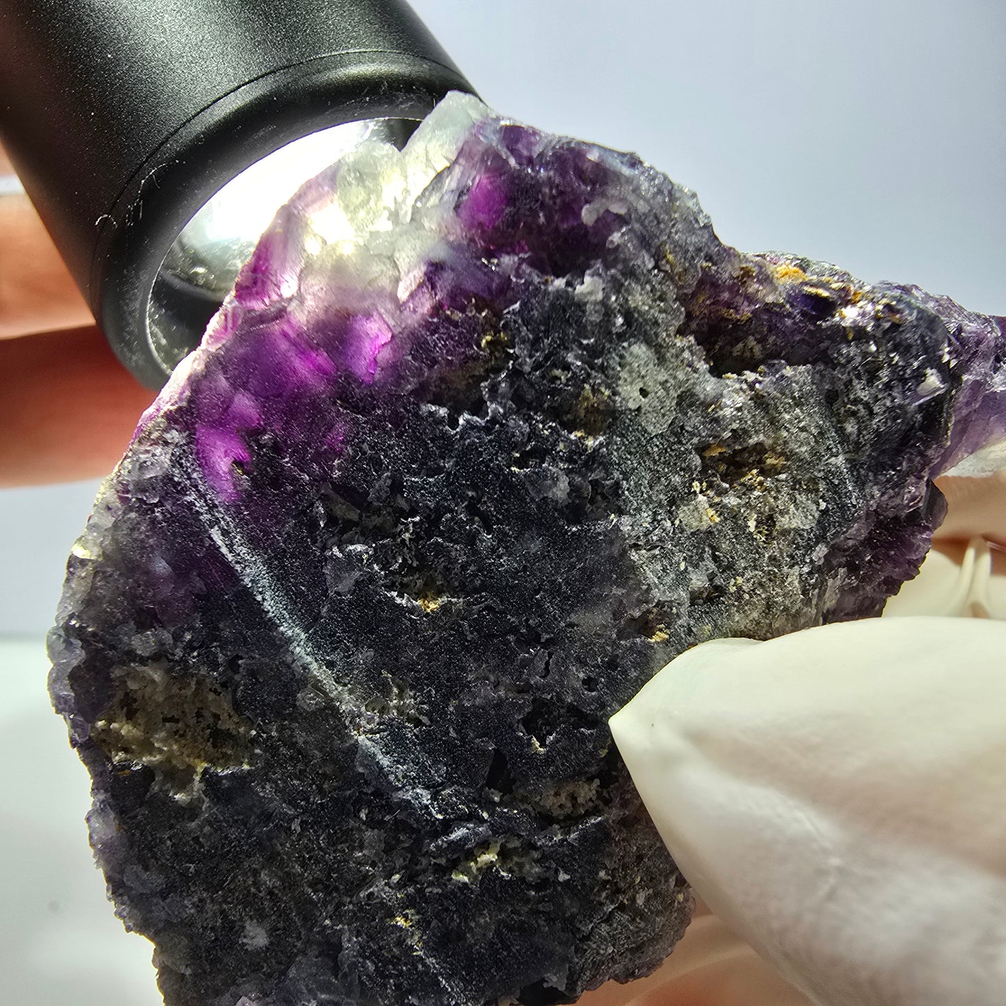 Phantom Fluorit Würfel Stufe, lila grün Okorusu, Namibia 63*44*27mm