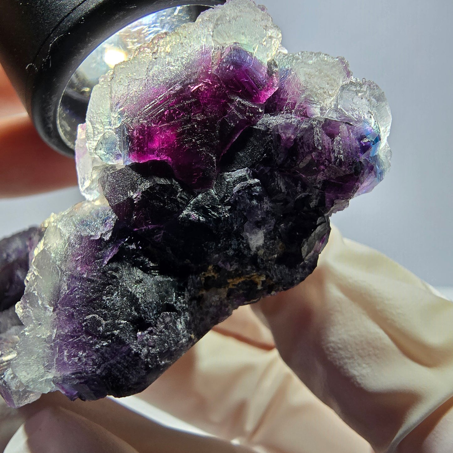 Phantom Fluorit Würfel Stufe, lila grün Okorusu, Namibia 63*44*27mm