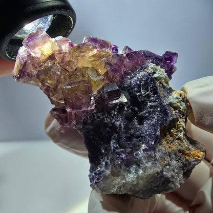 Phantom Fluorit Würfel Stufe, lila gelb Okorusu, Namibia 63*48*20mm