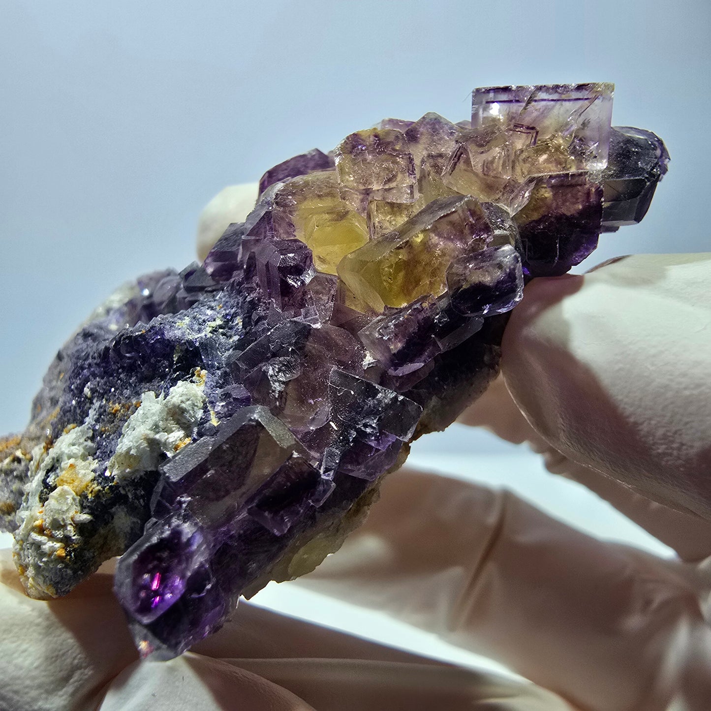 Phantom Fluorit Würfel Stufe, lila gelb Okorusu, Namibia 63*48*20mm