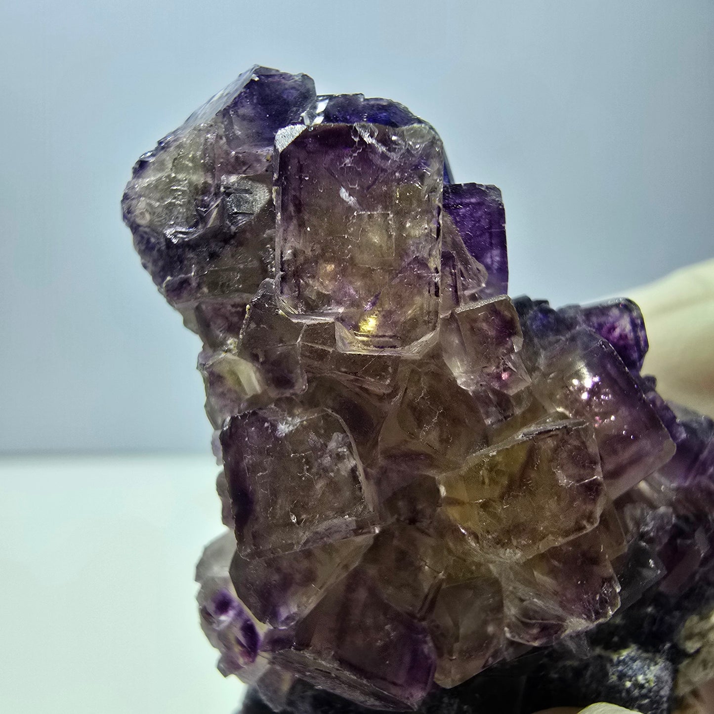 Phantom Fluorit Würfel Stufe, lila gelb Okorusu, Namibia 63*48*20mm