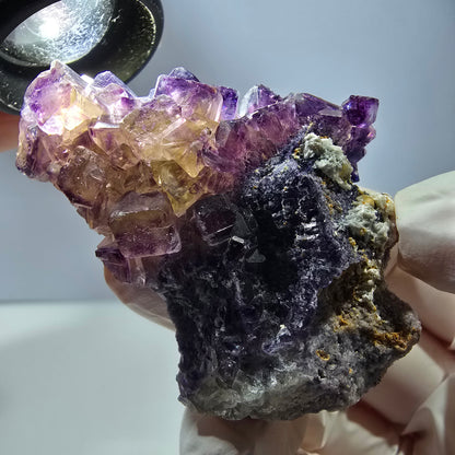 Phantom Fluorit Würfel Stufe, lila gelb Okorusu, Namibia 63*48*20mm
