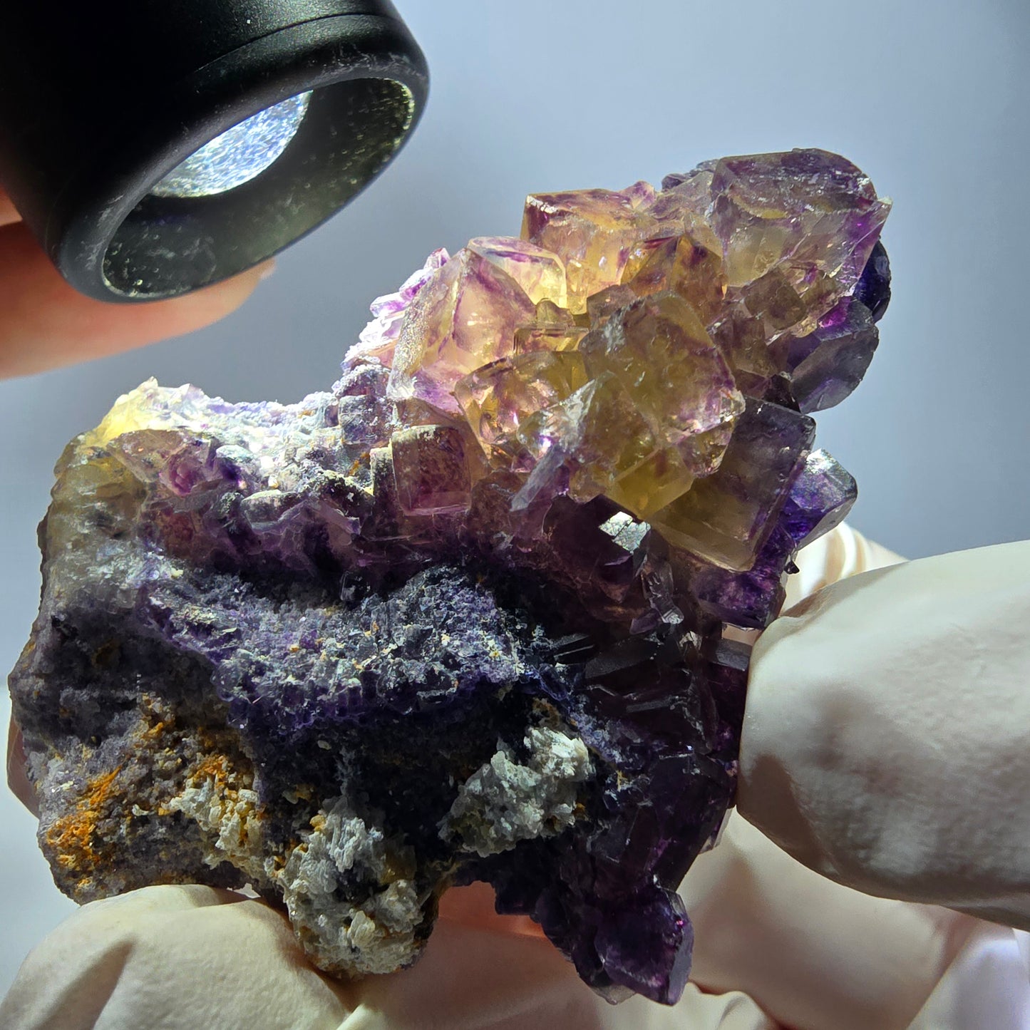 Phantom Fluorit Würfel Stufe, lila gelb Okorusu, Namibia 63*48*20mm