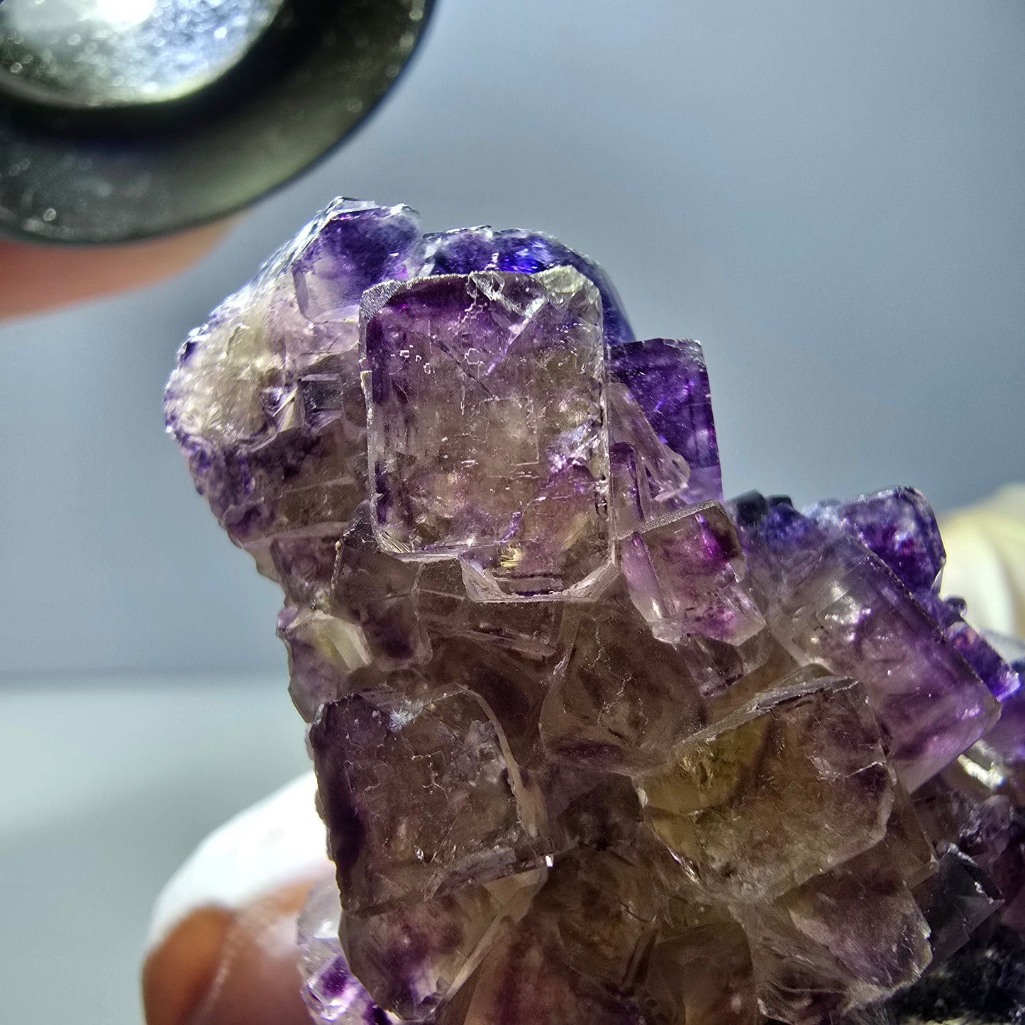 Phantom Fluorit Würfel Stufe, lila gelb Okorusu, Namibia 63*48*20mm