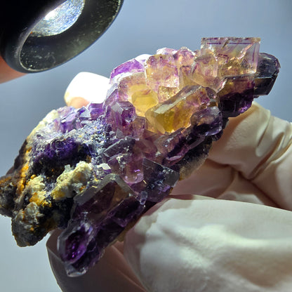 Phantom Fluorit Würfel Stufe, lila gelb Okorusu, Namibia 63*48*20mm
