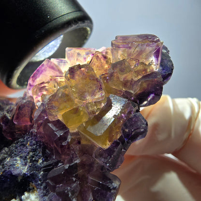 Phantom Fluorit Würfel Stufe, lila gelb Okorusu, Namibia 63*48*20mm