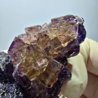 Phantom Fluorit Würfel Stufe, lila gelb Okorusu, Namibia 63*48*20mm