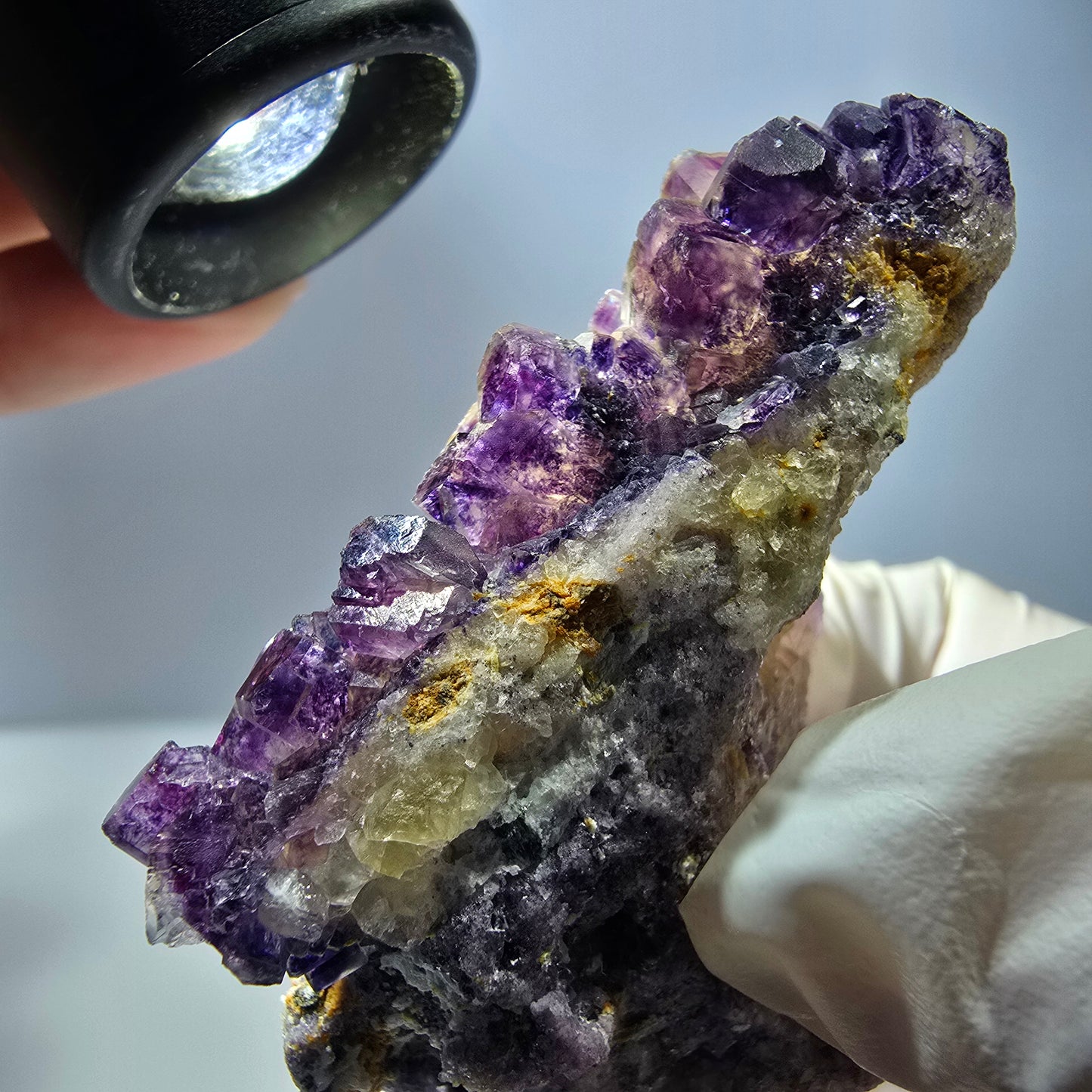 Phantom Fluorit Würfel Stufe, lila gelb Okorusu, Namibia 63*48*20mm