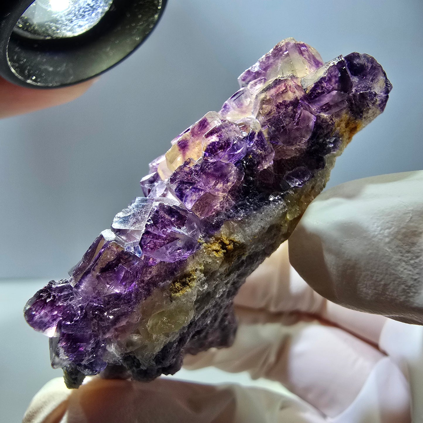 Phantom Fluorit Würfel Stufe, lila gelb Okorusu, Namibia 63*48*20mm
