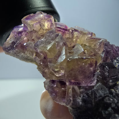 Phantom Fluorit Würfel Stufe, lila gelb Okorusu, Namibia 63*48*20mm