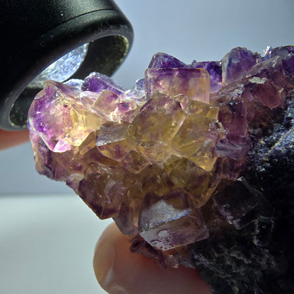 Phantom Fluorit Würfel Stufe, lila gelb Okorusu, Namibia 63*48*20mm