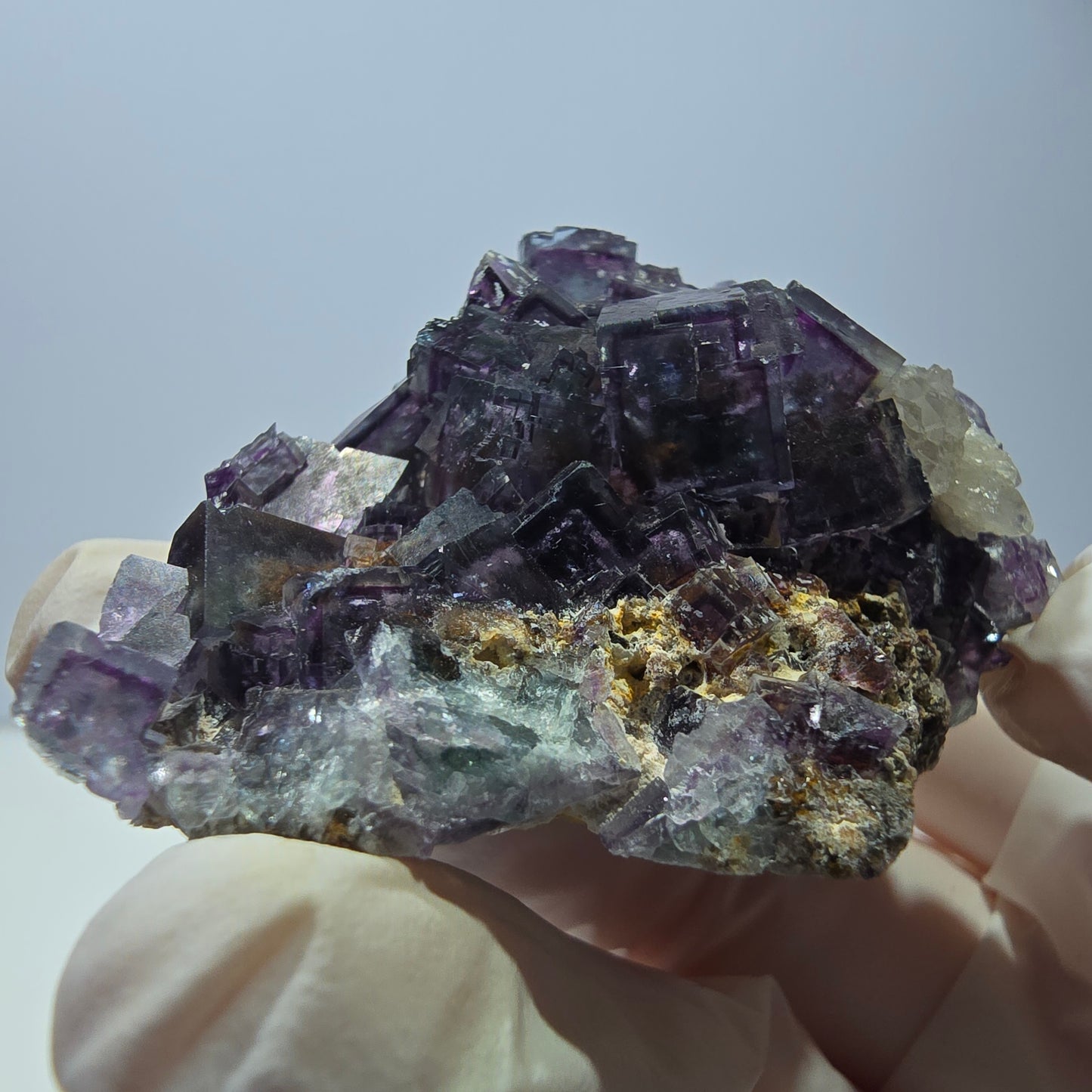 Cube de fluorite fantôme, spécimen de quartz, Okorusu violet-vert, Namibie, 57 x 41 x 29 mm 