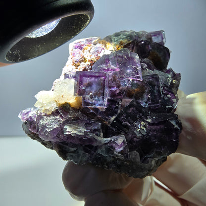 Cube de fluorite fantôme, spécimen de quartz, Okorusu violet-vert, Namibie, 57 x 41 x 29 mm 