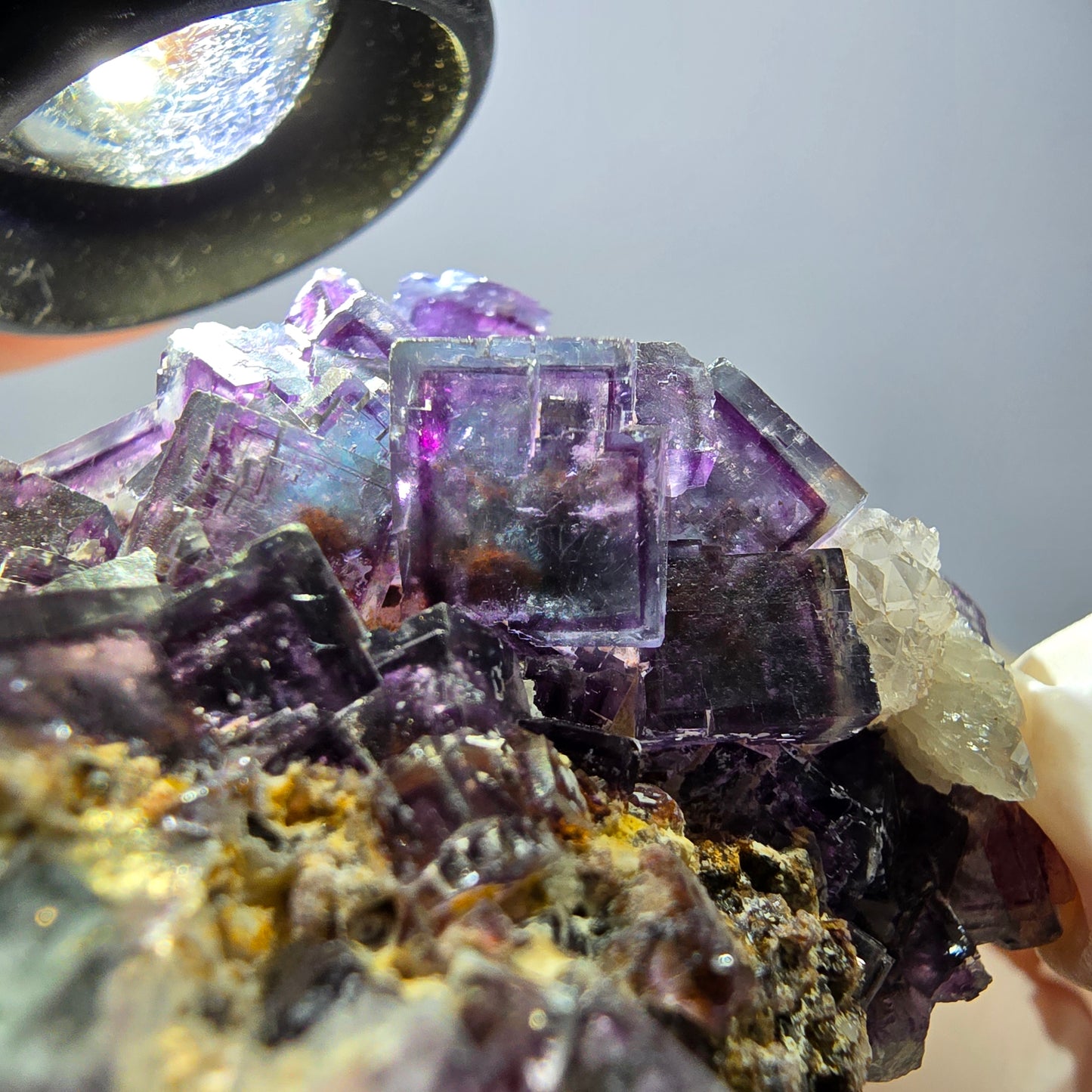 Cube de fluorite fantôme, spécimen de quartz, Okorusu violet-vert, Namibie, 57 x 41 x 29 mm 