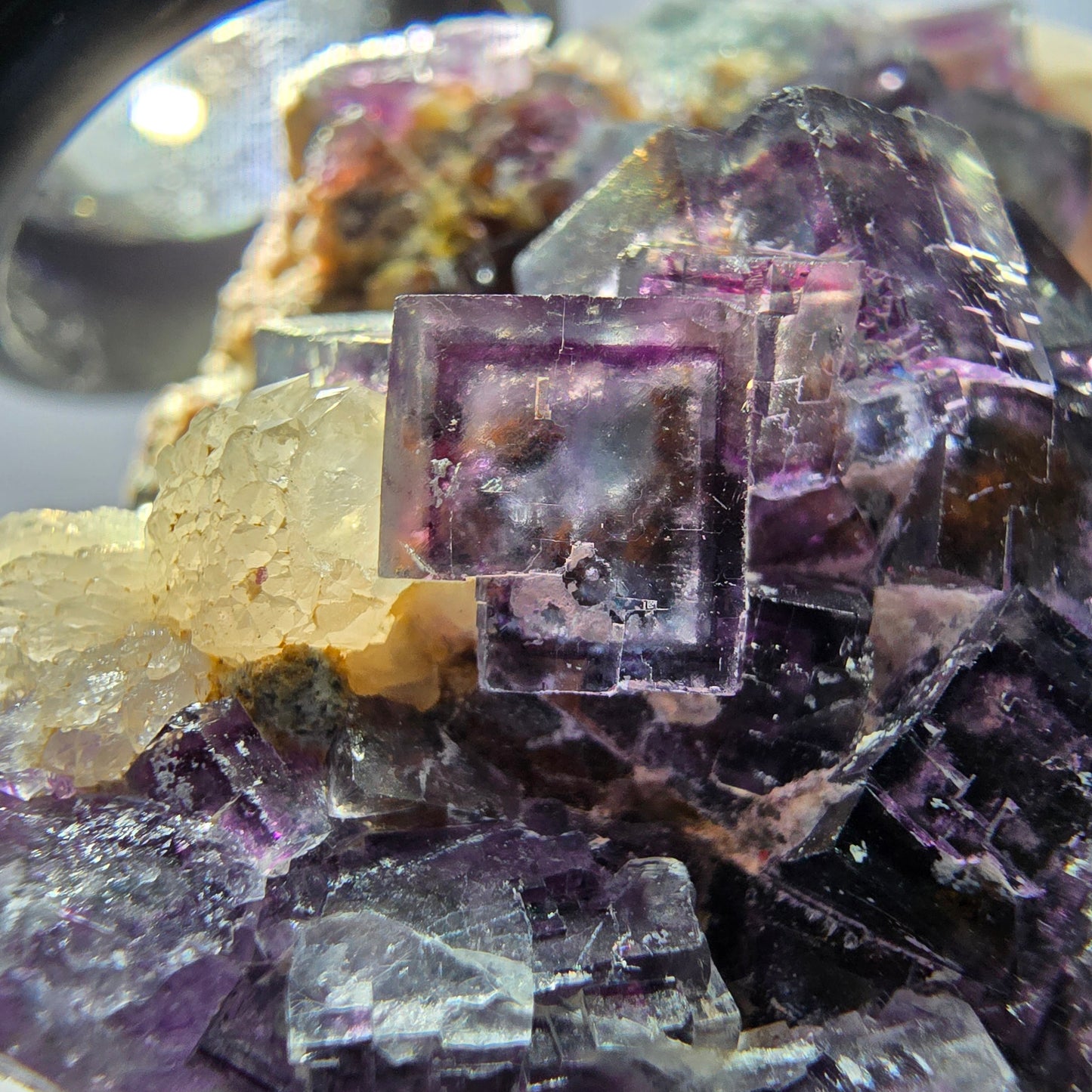 Cube de fluorite fantôme, spécimen de quartz, Okorusu violet-vert, Namibie, 57 x 41 x 29 mm 