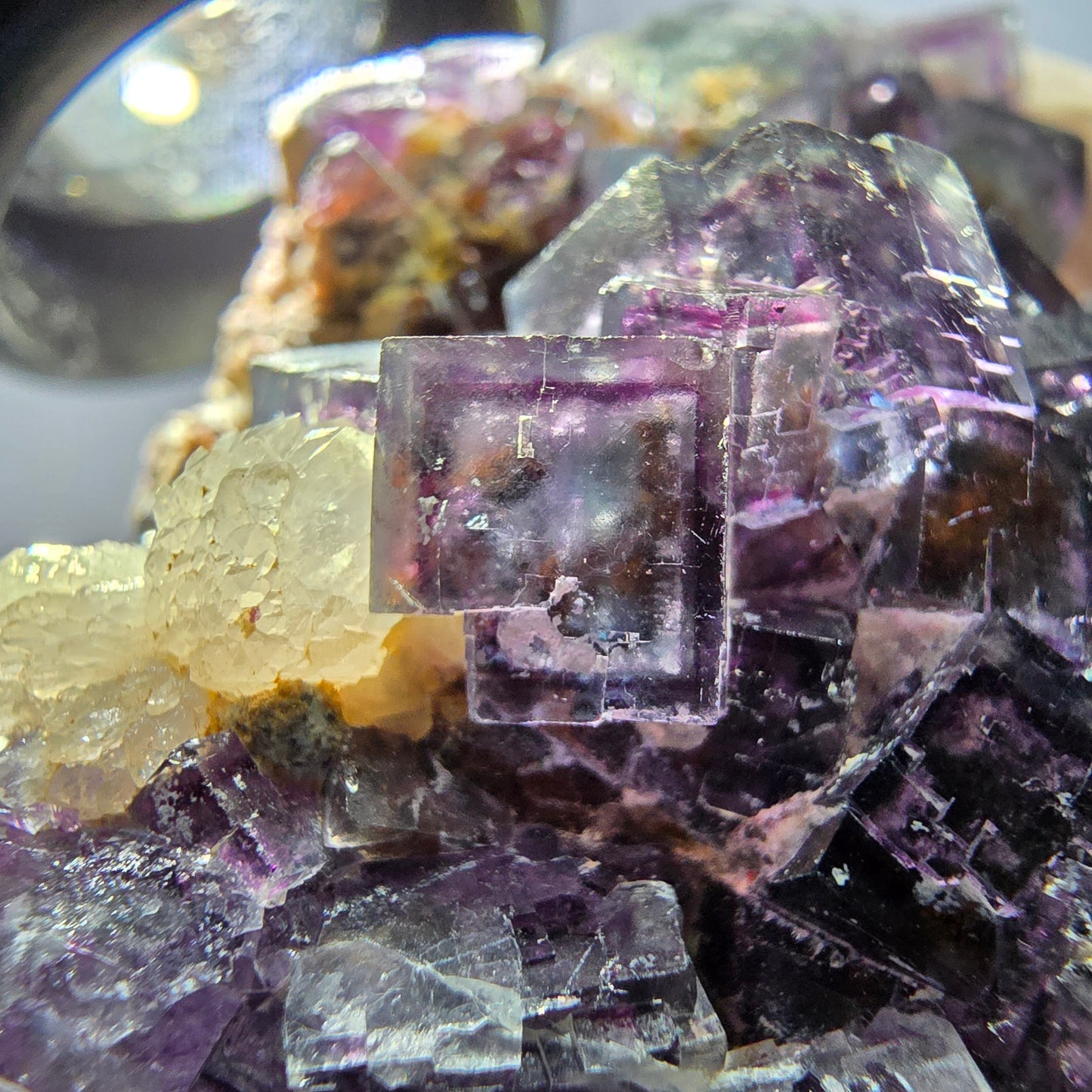 Cube de fluorite fantôme, spécimen de quartz, Okorusu violet-vert, Namibie, 57 x 41 x 29 mm 