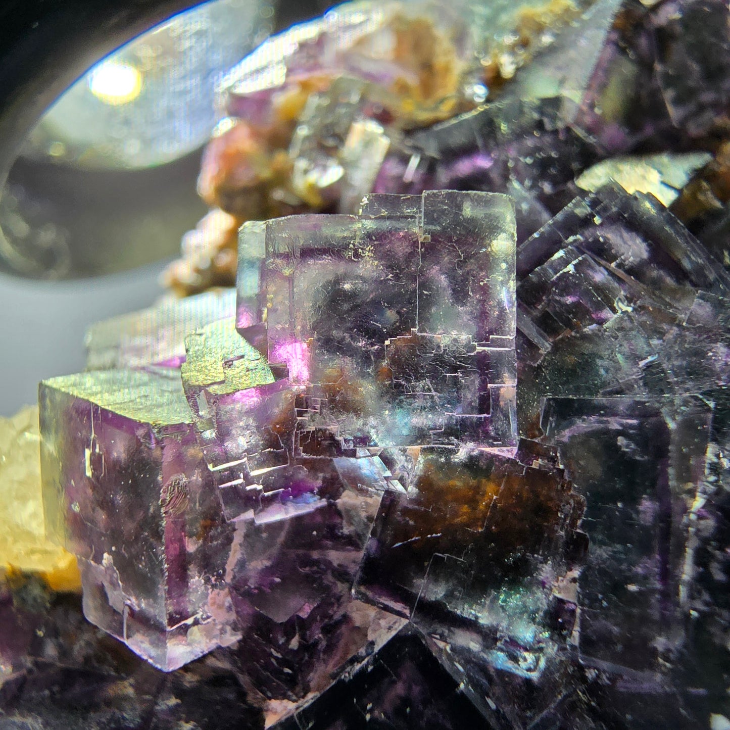 Cube de fluorite fantôme, spécimen de quartz, Okorusu violet-vert, Namibie, 57 x 41 x 29 mm 