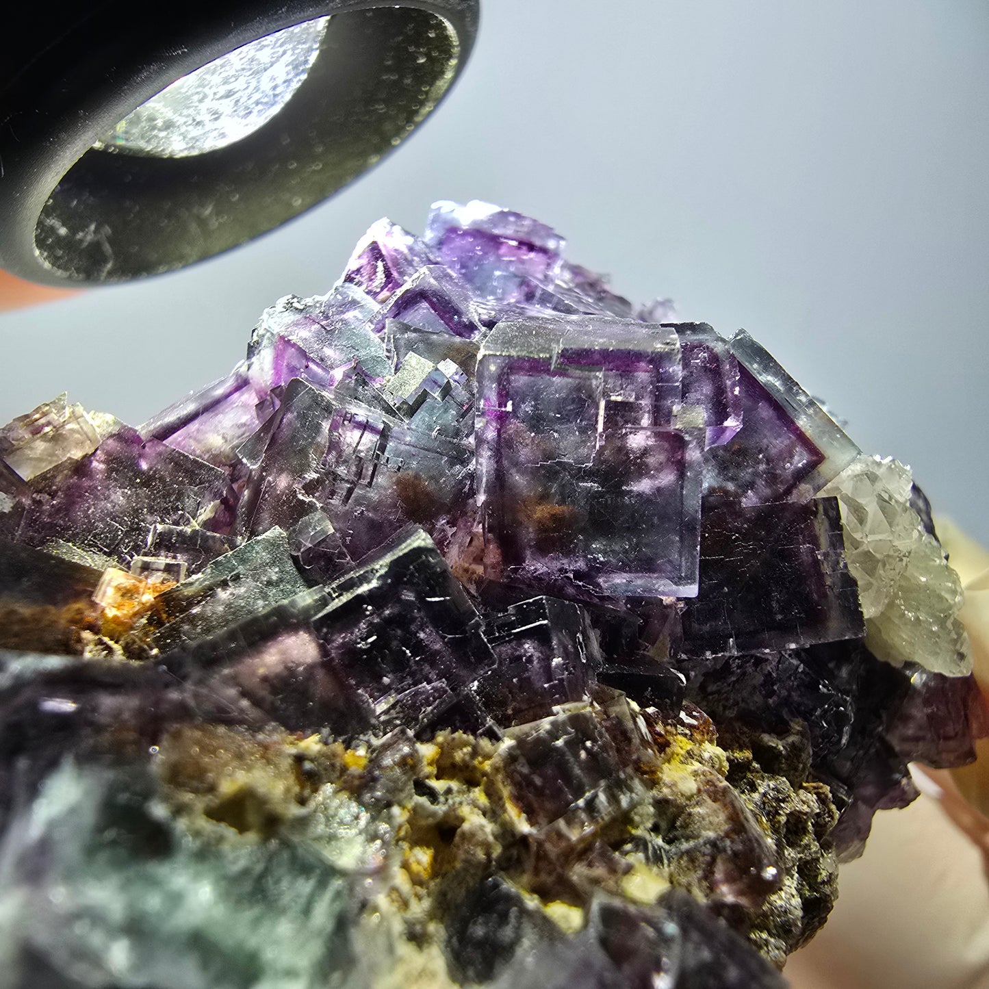 Cube de fluorite fantôme, spécimen de quartz, Okorusu violet-vert, Namibie, 57 x 41 x 29 mm 