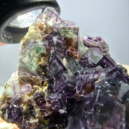 Cube de fluorite fantôme, spécimen de quartz, Okorusu violet-vert, Namibie, 57 x 41 x 29 mm 