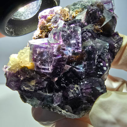 Cube de fluorite fantôme, spécimen de quartz, Okorusu violet-vert, Namibie, 57 x 41 x 29 mm 
