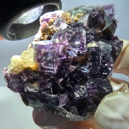 Cube de fluorite fantôme, spécimen de quartz, Okorusu violet-vert, Namibie, 57 x 41 x 29 mm 