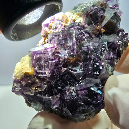 Cube de fluorite fantôme, spécimen de quartz, Okorusu violet-vert, Namibie, 57 x 41 x 29 mm 