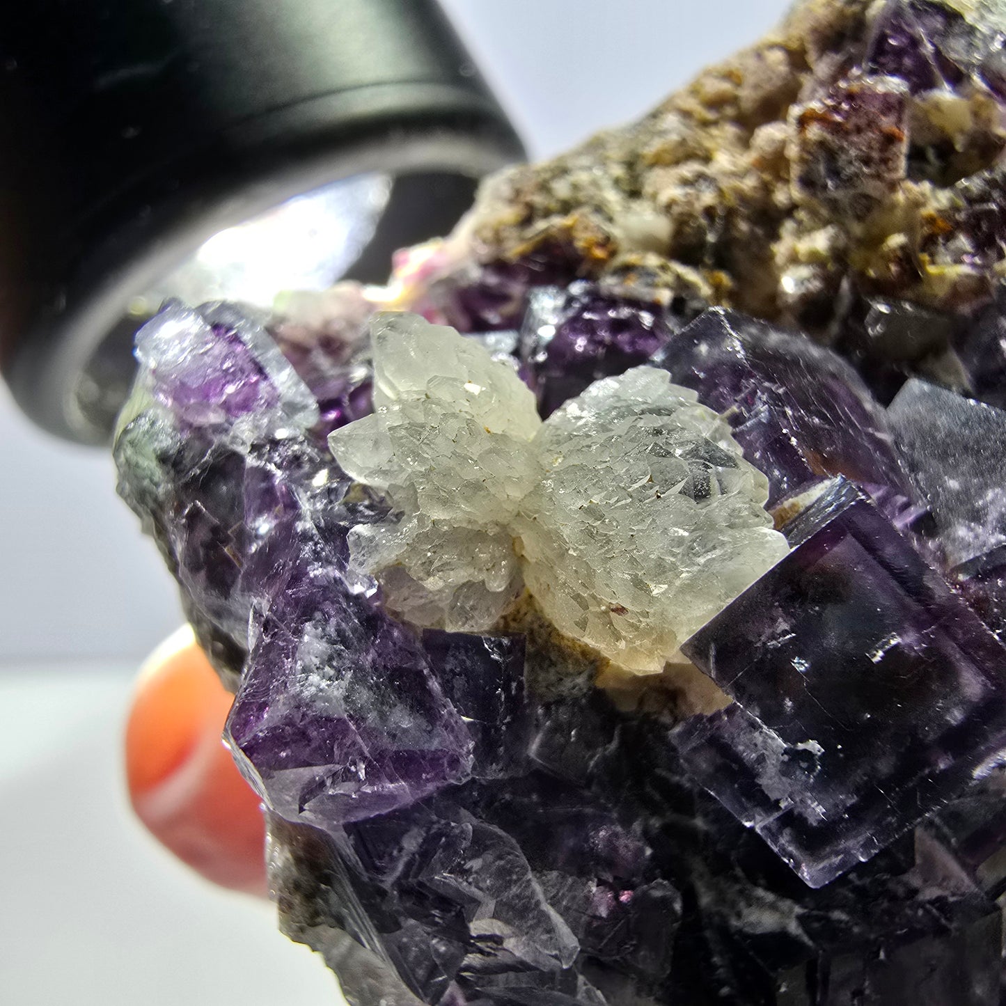 Cube de fluorite fantôme, spécimen de quartz, Okorusu violet-vert, Namibie, 57 x 41 x 29 mm 