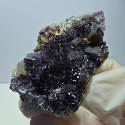 Cube de fluorite fantôme, spécimen de quartz, Okorusu violet-vert, Namibie, 57 x 41 x 29 mm 