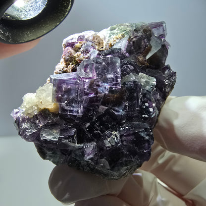 Cube de fluorite fantôme, spécimen de quartz, Okorusu violet-vert, Namibie, 57 x 41 x 29 mm 
