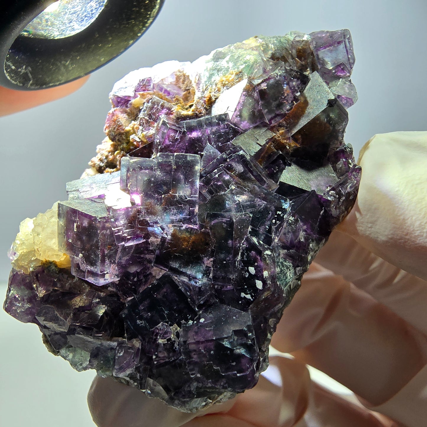 Cube de fluorite fantôme, spécimen de quartz, Okorusu violet-vert, Namibie, 57 x 41 x 29 mm 