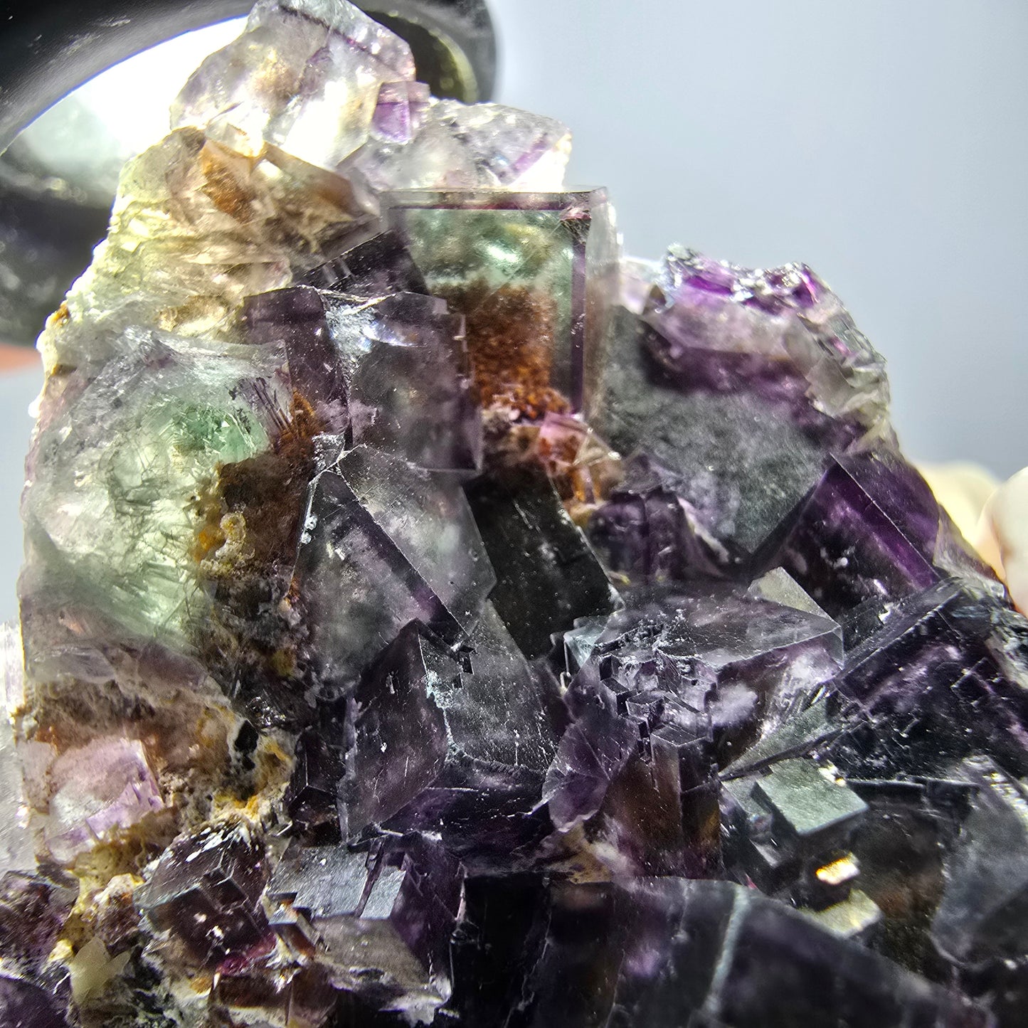 Cube de fluorite fantôme, spécimen de quartz, Okorusu violet-vert, Namibie, 57 x 41 x 29 mm 