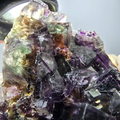 Cube de fluorite fantôme, spécimen de quartz, Okorusu violet-vert, Namibie, 57 x 41 x 29 mm 