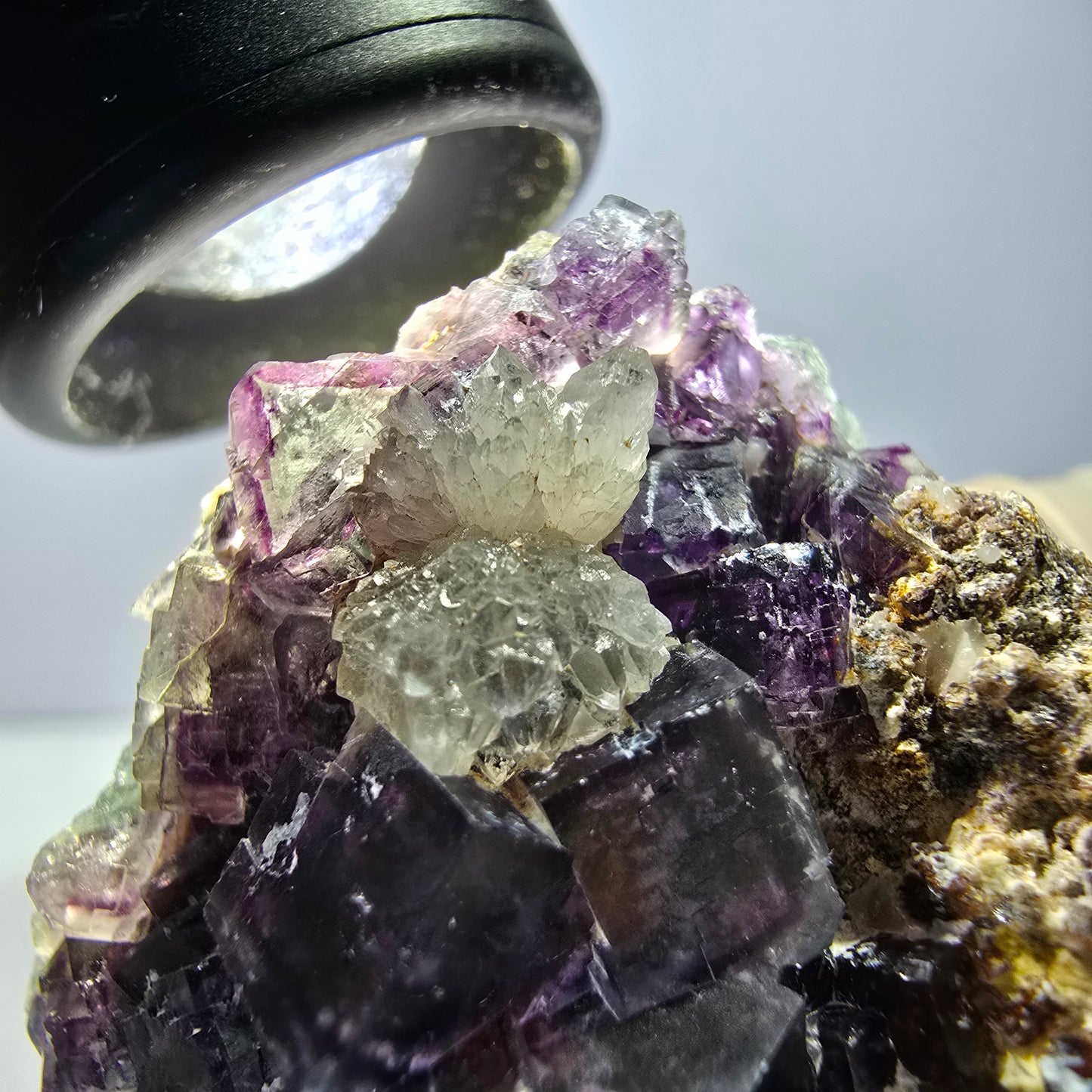 Cube de fluorite fantôme, spécimen de quartz, Okorusu violet-vert, Namibie, 57 x 41 x 29 mm 