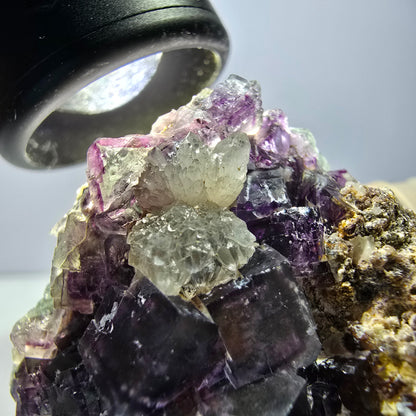 Cube de fluorite fantôme, spécimen de quartz, Okorusu violet-vert, Namibie, 57 x 41 x 29 mm 