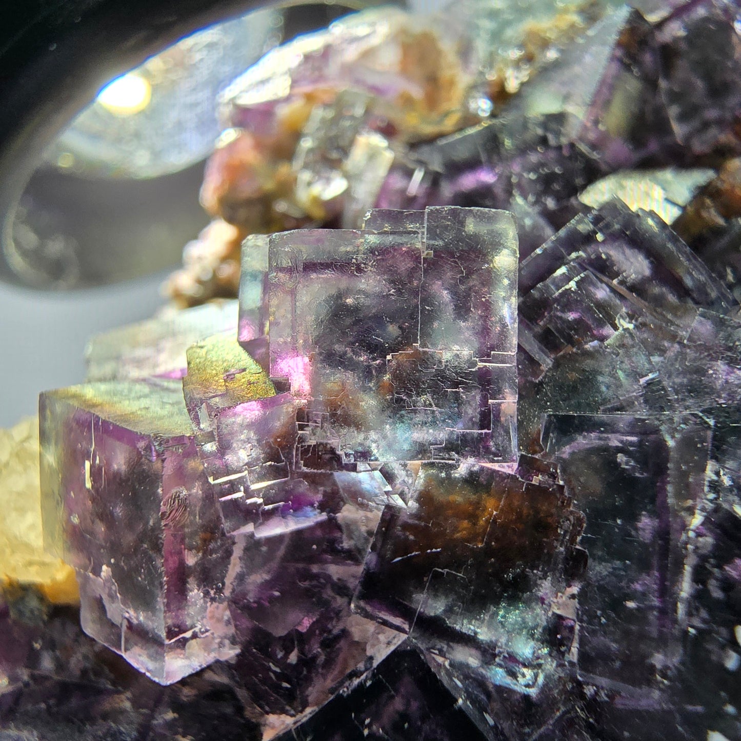 Cube de fluorite fantôme, spécimen de quartz, Okorusu violet-vert, Namibie, 57 x 41 x 29 mm 