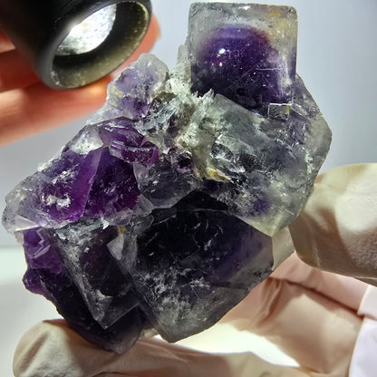 Phantom Fluorit Würfel Stufe, lila weiß Okorusu, Namibia 62*43*29mm