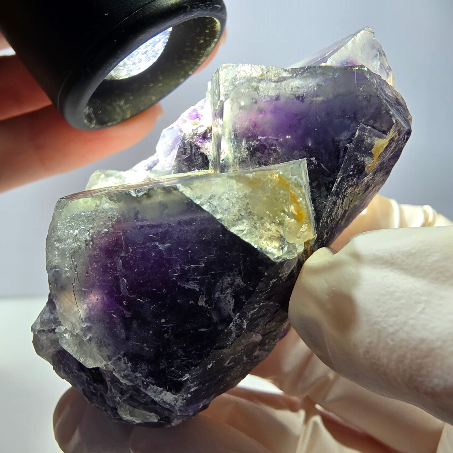 Phantom Fluorit Würfel Stufe, lila weiß Okorusu, Namibia 62*43*29mm