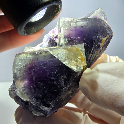 Phantom Fluorit Würfel Stufe, lila weiß Okorusu, Namibia 62*43*29mm