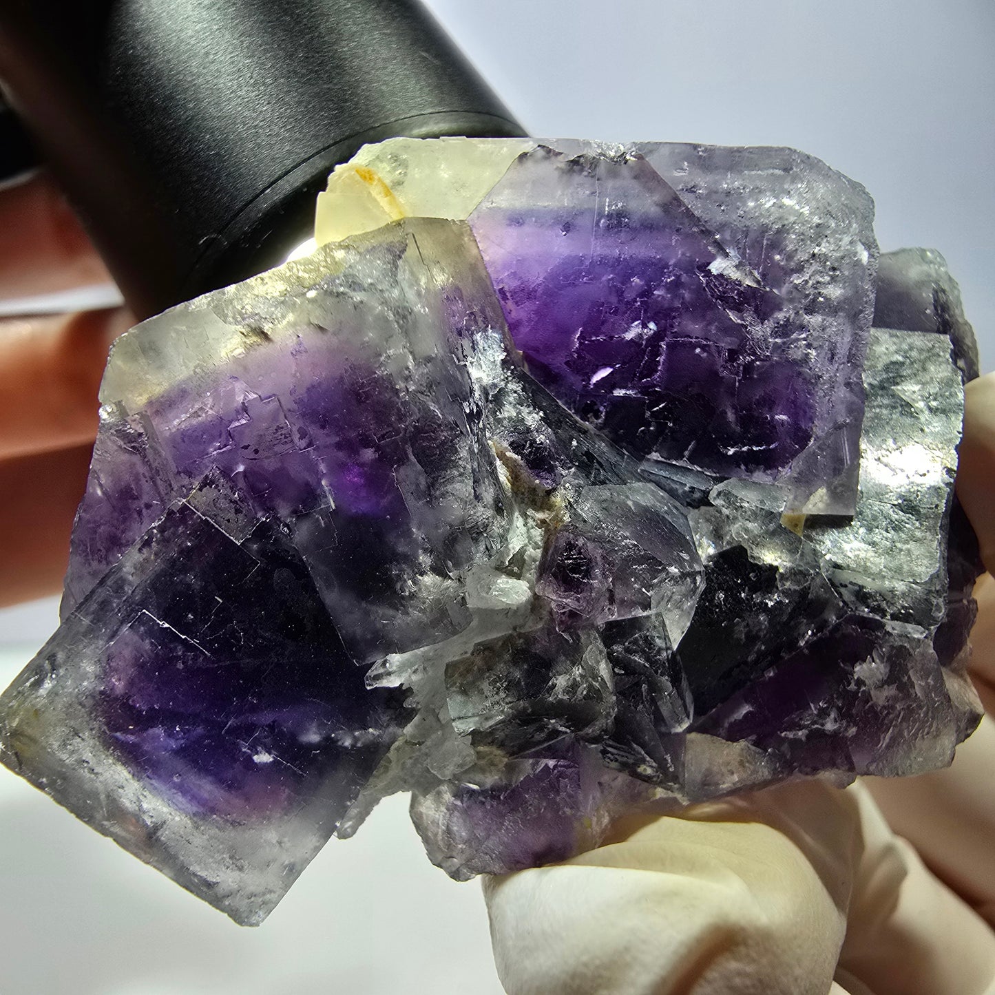 Phantom Fluorit Würfel Stufe, lila weiß Okorusu, Namibia 62*43*29mm
