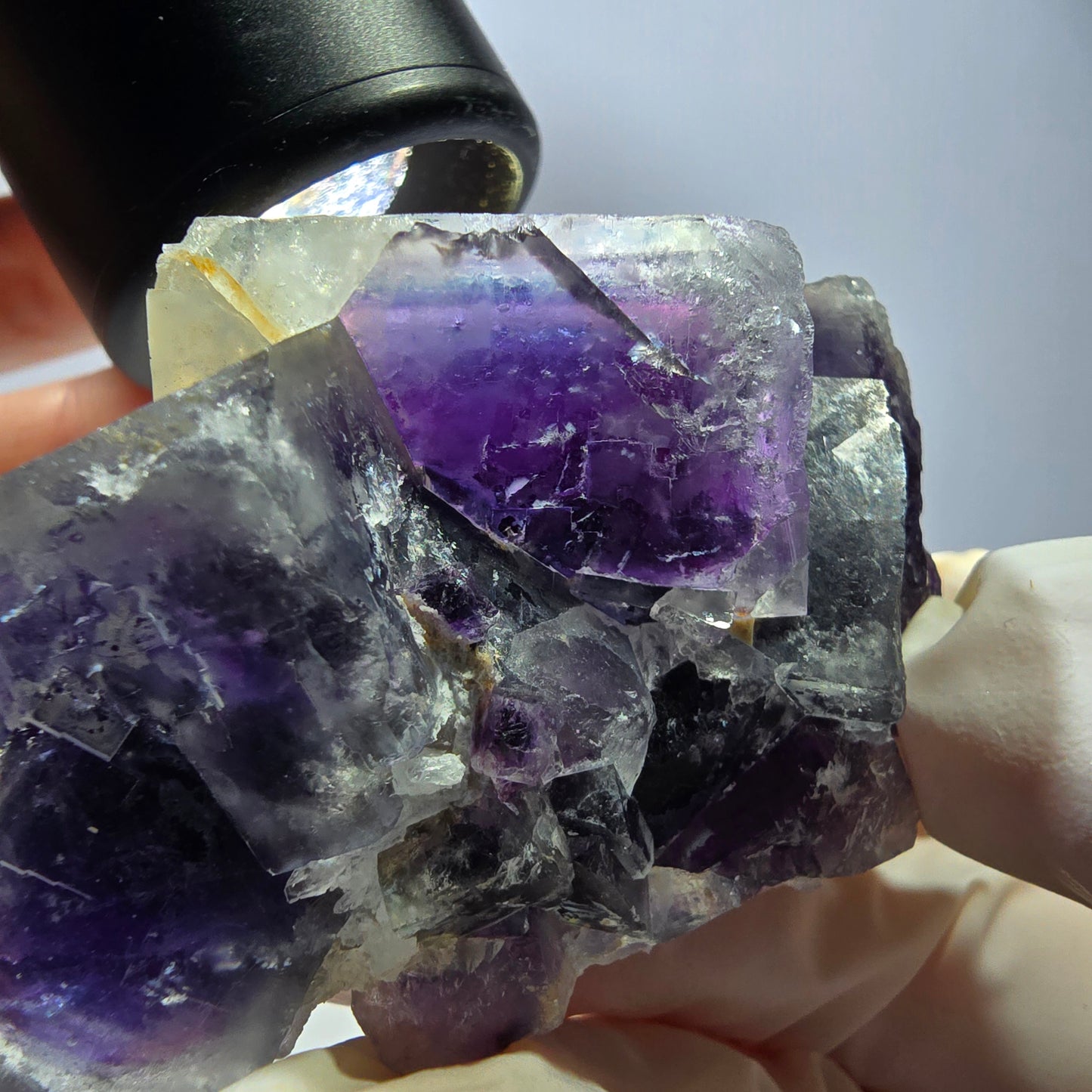 Phantom Fluorit Würfel Stufe, lila weiß Okorusu, Namibia 62*43*29mm
